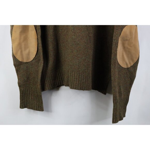 Vtg 50s Mens XL Distressed Rainbow Fleck Elbow Patch Wool Knit V-Neck Sweater - Picture 3 of 14